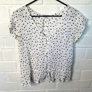 Rails Heart Peplum Short Cap Sleeve Blouse Top sz XS